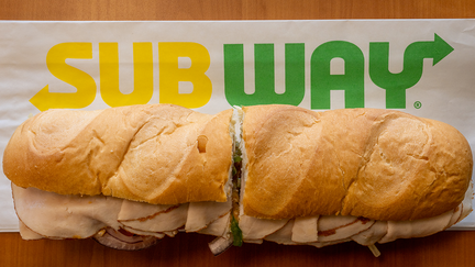 A Subway sandwich is seen on a table at a Subway restaurant on January 12, 2023 in Austin, Texas.